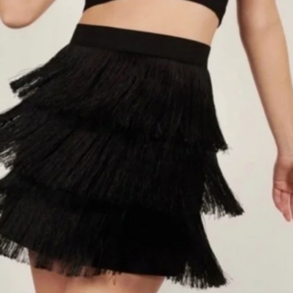 Lauren Ralph Lauren Dresses & Skirts - NWOT Lauren Ralph Lauren Tiered Fringe Black Skirt Size 4